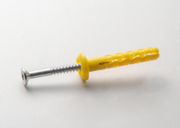 TASSELLO A PERCUSSIONE 5×25 mm DEVIL™ GIALLO TESTA LARGA BOMBATA IN NYLON CHIODO ZINCATO BIANCO pz. 200