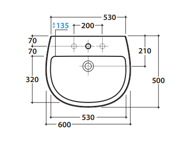LAVABO ARIANNA 60X50 SOSPESO CERAMICA GLOBO - immagine 5