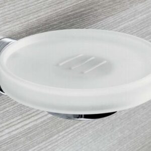 Porta sapone muro Nordic Colombo in ottone cromato vetro acidato naturale