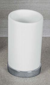 Portabicchiere appoggio Nordic Colombo in ottone cromato vetro acidato naturale