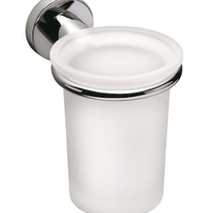 Porta bicchiere a muro Basic Colombo in ottone cromato vetro acidato naturale