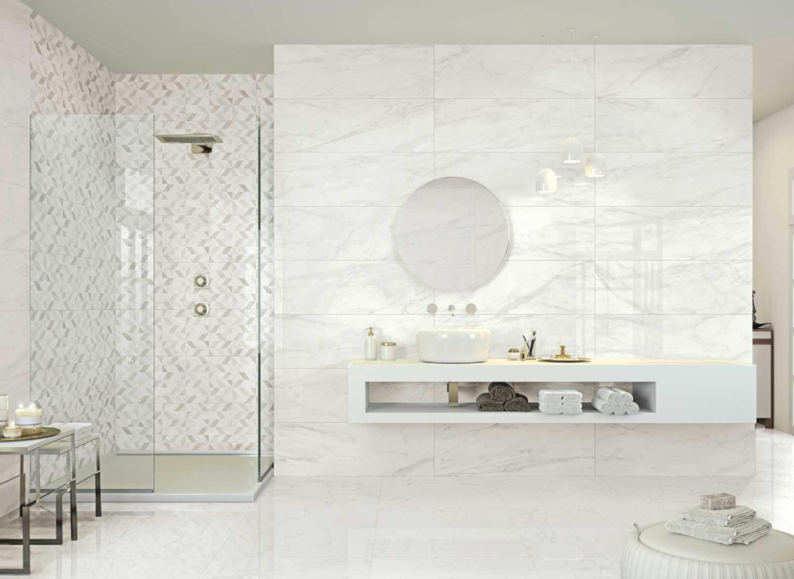 PIASTRELLE MARBLEPLAY DECORO NAOS WHITE 30 X 90 RETTIFICATO MARAZZI - immagine 2
