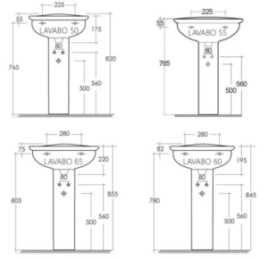 Colonna per lavabo sospesa Karla 55/60/65 cm - Rak Ceramiche - immagine 3
