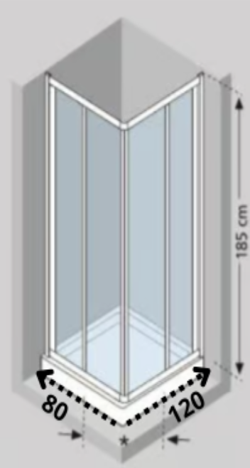 BOX DOCCIA ANGOLO 80 X 120 2 ANTE SCORREVOLI VETRO TRASPARENTE SMART-B2B - immagine 5