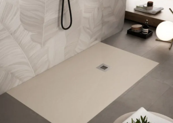 PIATTO DOCCIA AVORIO IN CERAMICA 120 X 80 CON PILETTA INOX GEBERIT HATRIA