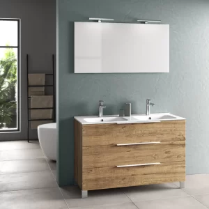 MOBILE A TERRA DOPPIA VASCA 12O cm LUNA ROVERE MIELE - TFT