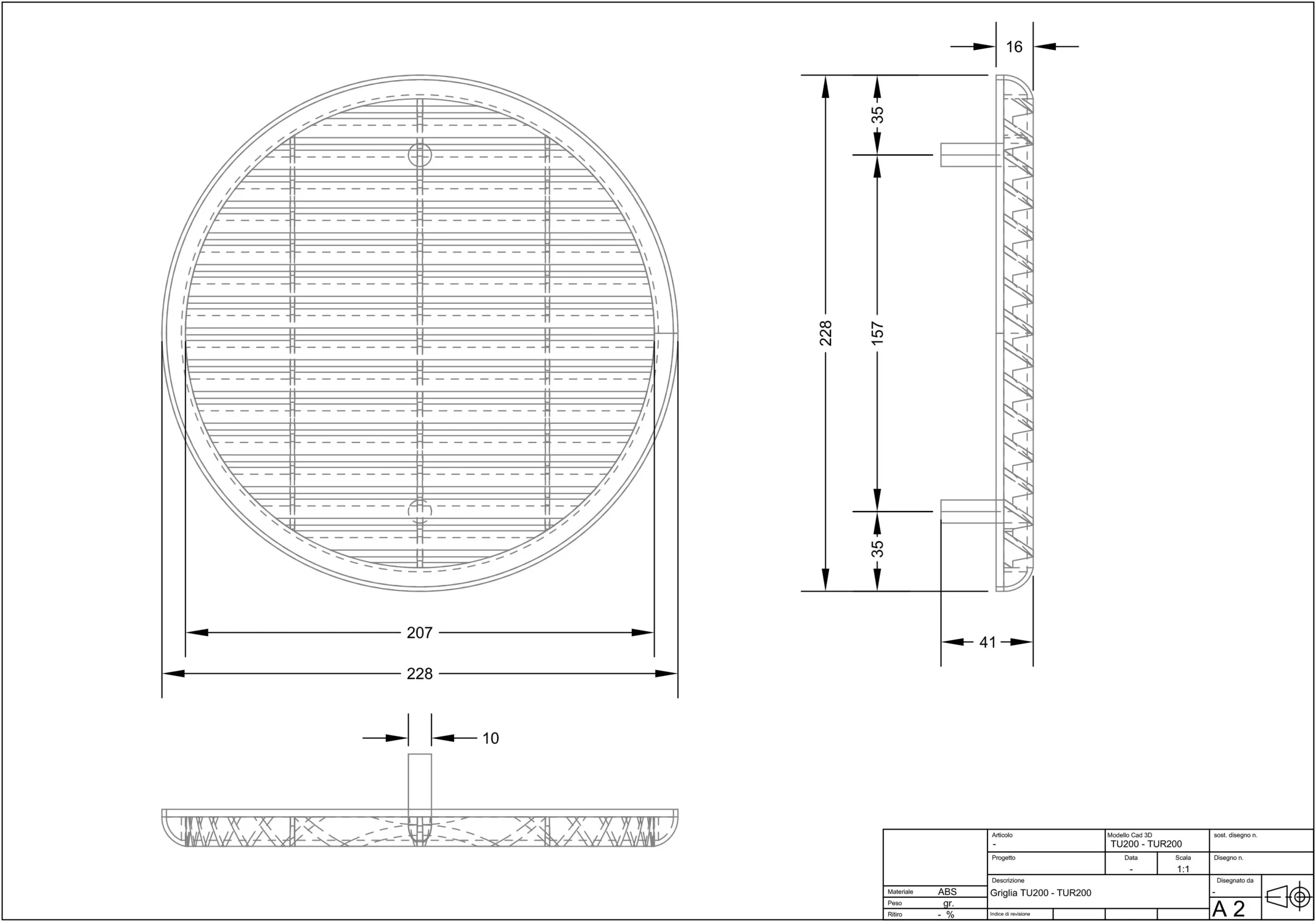 GRIGLIA DI VENTILAZIONE ROTONDA IN ABS CON MOLLE 165-200mm - immagine 4