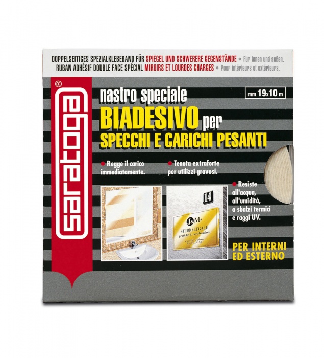 Nastro biadesivo speciale per specchi e carichi pesanti 10 X 19 - Saratoga