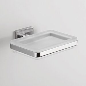 Porta sapone a muro BasicQ Colombo in vetro acidato naturale e finitura in cromo