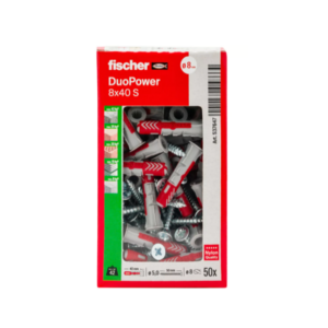 FISCHER DUOPOWER 8x40 S Tassello con vite testa svasata piana KIT 50pz