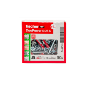 FISCHER DUOPOWER 5 S Tassello con vite testa svasata piana KIT 100pz