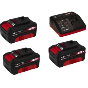 Set 3 Batterie 18V 4,0 Ah e Caricabatterie Compatto Universale EINHELL