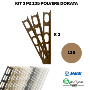 Kit 3 Pz Profilo di finitura Mapei Proangle ZV/10 - 270 cm - 135 Polvere Dorata