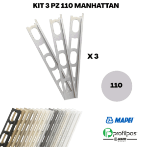 Kit 3 Pz Profilo di finitura Mapei Proangle ZV/10 - 270 cm - 110 Manhattan
