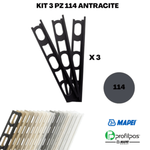 Kit 3 Pz Profilo di finitura Mapei Proangle ZV/10 - 270 cm - 114 Antracite