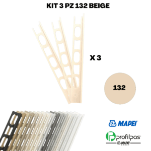 Kit 3 Pz Profilo di finitura Mapei Proangle ZV/10 - 270 cm - 132 Beige