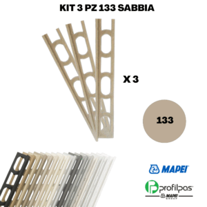 Kit 3 Pz Profilo di finitura Mapei Proangle ZV/10 - 270 cm - 133 Sabbia