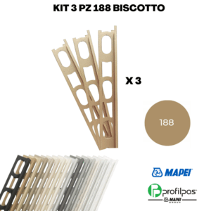 Kit 3 Pz Profilo di finitura Mapei Proangle ZV/10 - 270 cm - 188 Biscotto