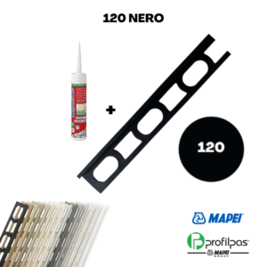 Kit Mapesil + Profilo di finitura Mapei Proangle ZV/10 – 270 cm – 120 Nero