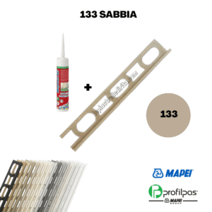 Kit Mapesil + Profilo di finitura Mapei Proangle ZV/10 – 270 cm – 133 Sabbia