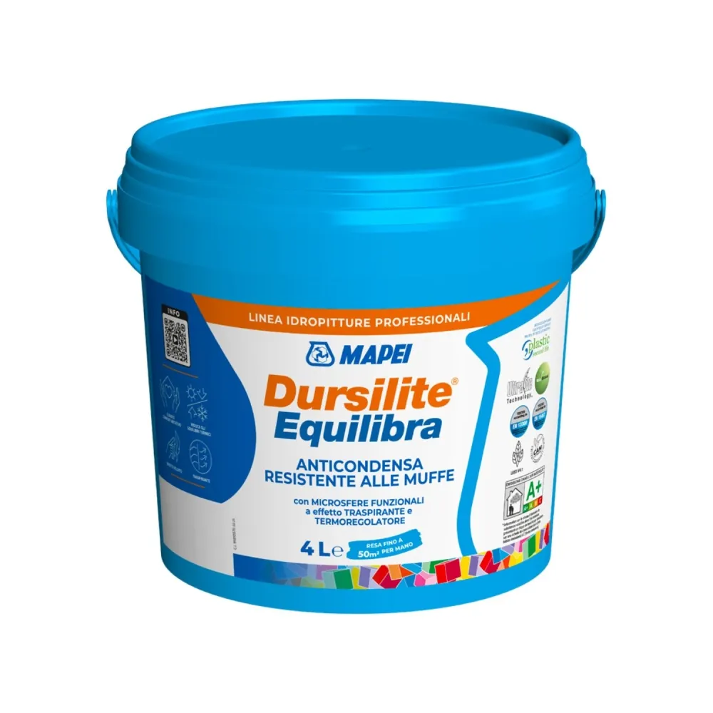 Pittura anticondensa bianca resistente alle muffe Dursilite Equilibra Mapei